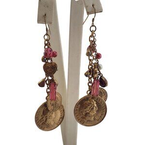 Vintage Fun Double Coin Dangling Earrings (A5543)